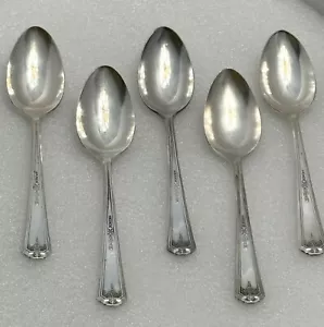 5 cucchiaini 1924 Queen Bess 1 placcato argento piatto Tudor Oneida comunità vintage - Foto 1 di 15