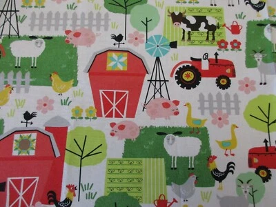FARM - Timeless Treasures Fabric 100% Cotton Remnant 22" x 32" - Image 1 of 4