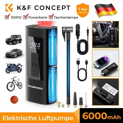 ‎YOUNGDO YOUNGDO 150PSI Akku Luftpumpe Elektrische Reifenpumpe für Motorrad Auto 6000mAh