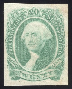 Confederate States, 1863 CSA #13a (var) Yellow Green, Mint-OG-NH, Sound! - Picture 1 of 2