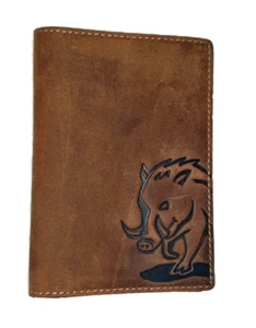 Ausweis Brieftasche Jagd Sau Wildschwein Jagdschein WBK Naturleder Büffelleder - Bild 1 von 5