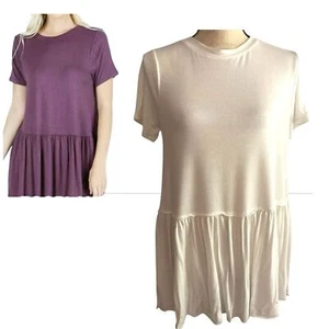 Women’s Zenana Premium size medium babydoll peplum tunic top boho lagenlook - Picture 1 of 10