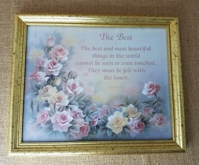 Helen Keller Print Roses Crackle Gold Frame 9" x 11" The Best Beautiful C18-348 - Изображение 1 из 3