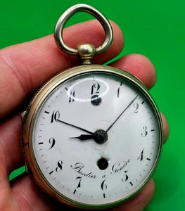 Rare Vintage Silver French Bordier a Geneve Alarm Verge Fusee Pocket Watch c1800 - Picture 1 of 18