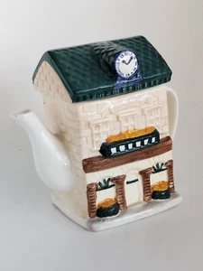 Clock house teapot Giftcraft vintage decorative collectible cozy cute cottage - Bild 1 von 12