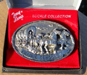 TONY LAMA Prairie Schooner Wheel Series Gürtelschnalle FIRST Edition Limited #990 - Bild 1 von 3