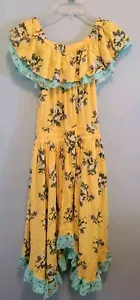 MATILDA JANE Hooked on a Feeling Yellow & Aqua Off Shoulder Dress Size Xs EUC - Picture 1 of 4