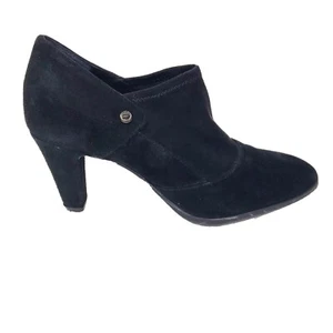 Nurture Black Suede Tobill Booties Slip On Stretch Comfort Orthotic Heel Size 7.5 - Imagen 1 de 9