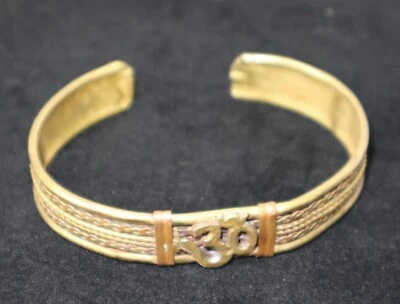 Vintage Tibetan Mantra OM multicolor Copper Cuff Handmade Bracelet - Image 1 of 4