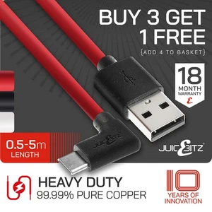 JuicEBitz® Câble de charge de données RAPIDE à angle droit USB JuicEBitz® HEAVY DUTY 20AWG Type C - Photo 1 sur 71