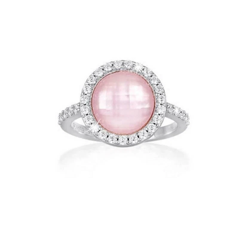 Anello Argento Pietra madreperla rosa zirconi Mabina 523062 - Immagine 1 di 1