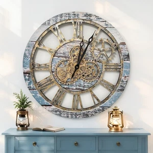 The Gears Clock AMERICA LINE HORLOGE MURALE RONDE 24 POUCES VERT AQUA - Photo 1/19