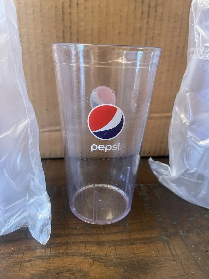 ACIM Pepsi Cola Logo Restaurant Style Clear Plastic Tumbler Cups 16 oz Lot of 12 - Image 1 of 4