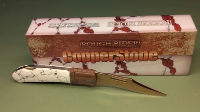 粗糙 RIDER 铜石 3 3/8 英寸锁背单刃刀 RR1530 — 第 1/4 张图片