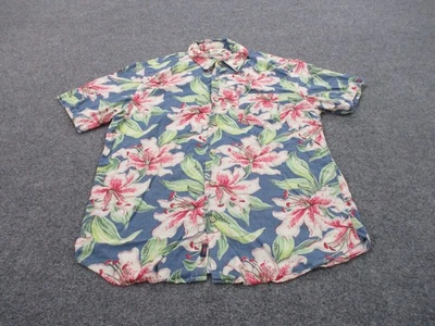 Faherty Shirt Mens L Linen Hawaiian Floral Lightweight Preppy Beach Vacation - Image 1 of 4