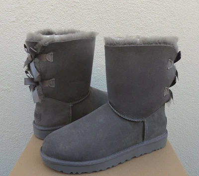 UGG GREY SHORT  BAILEY BOW II SUEDE/ SHEEPSKIN BOOTS, WOMEN US 9/ EUR 40 ~NIB - Image 1 of 4