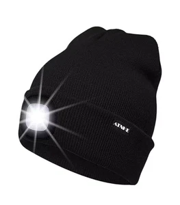 ATNKE Rechargeable LED Beanie Hat Black with 4 Ultra Bright Lights for Running - Picture 1 of 1