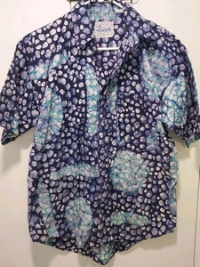 Vintage Jigsaw Batik Shirt Button Down sz M - Picture 1 of 8
