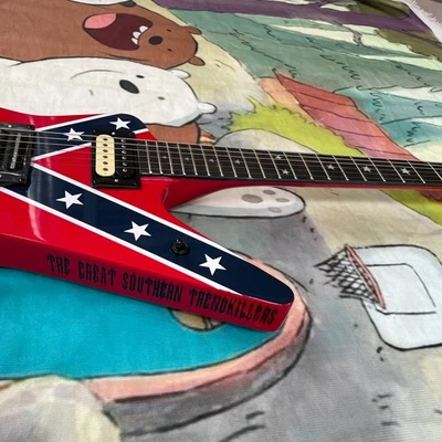 Shaped Guitar Wash Dime Dimebag Darrell Rebe.confede .rate Red Electric Guitar - Image 1 of 4