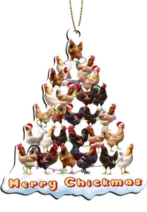 Chicken Tree Christmas Ornament, Chicken Lovers Gift, 3.5x3 In NIB FREE SHIPPING - Picture 1 of 3