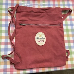 Yuengling Tote Bag Pink/Salmon Drawstring Cinch Top Zipper Front - Picture 1 of 7