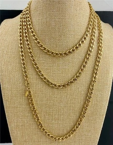 Vintage Monet Extra Long Gold Tone Textured Curb Link Chain Necklace 55" - Picture 1 of 3
