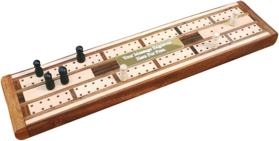 Personalised Wooden Cribbage Travel Board WIth Legs & Pegs - Free Engraving - Image 1 of 4