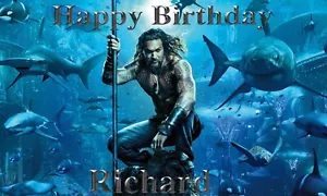 Birthday banner Personalized 4ft x 2 ft Aquaman - Picture 1 of 1