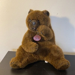 The Old Classics 20" Brown Bear Plush by Fine Toys Animal open mouth Leather tag - Picture 1 of 11