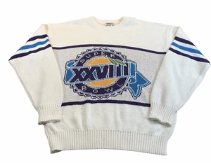 Suéter Cowboys Bills Super Bowl XXVIII 93 Blanco Tejido Cuello Redondo De Colección Pro Elite - Imagen 1 de 8