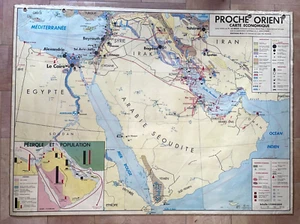 MIDDLE EAST ARABIA PETROLEUM 1975 VERY LARGE HISTORIC & ECONOMIC WALL MAP - Picture 1 of 10