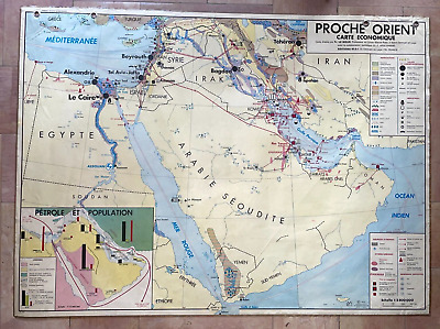 Middle East Arabia Petroleum 1975 Very Large Historic & Economic Wall Map • 1,704.91$