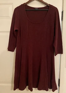 Torrid Maroon Women’s Plus Size 1 Knit Sweater Dress Maroon 3/4 Sleeve Stretch - Picture 1 of 12