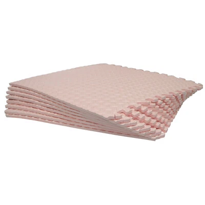 8PCs EVA Foam Exercise Tiles Floor Mat Gym Floor Fitness Yoga Workout 24x24 Pink - Image 1 of 4