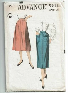 Simplicity Sewing Pattern 5912 Miss Skirts Size 26" Waist VTG 50s - Picture 1 of 2