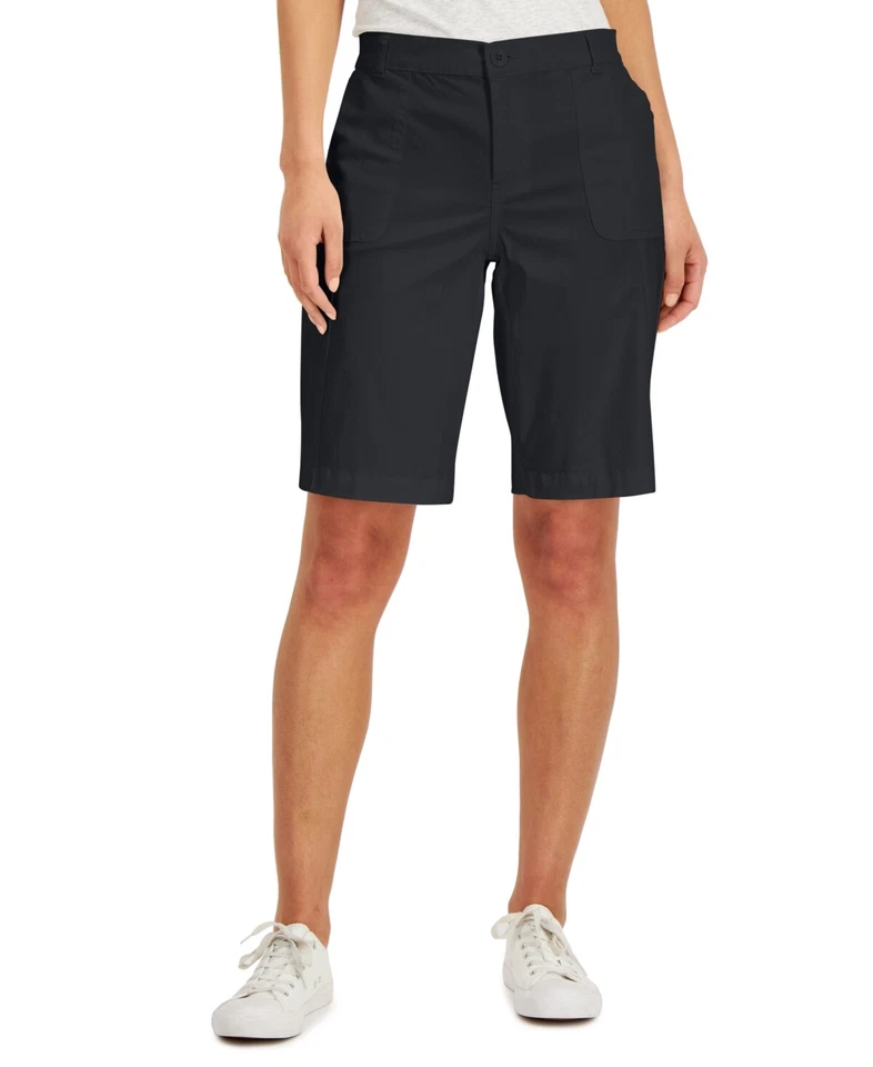/LX092/ Karen Scott Women's Cotton Utility-Pocket Shorts Black Sz 6 - Image 1 of 1
