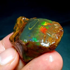 93 Äthiopischer Welo Opal grob - 93ct lebendiges Feuerspiel, 46x30x16mm - Bild 1 von 9