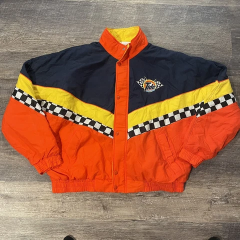 Vintage Tide Racing Jacket 90s NASCAR Checkered Puffer Ricky Rudd XL Cover