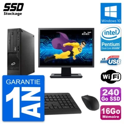 PC Fujitsu E510 Dt Pantalla 22" Pentium G2020 RAM 16Go SSD 240Go Windows 10 Wifi - Imagen 1 de 4