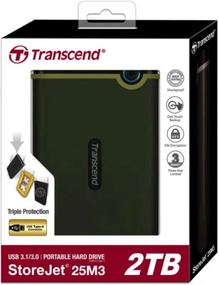 Transcend HDD externe Festplatte StoreJet 25M3 2,5 Zoll 2TB USB 3.1 military - Bild 1 von 2