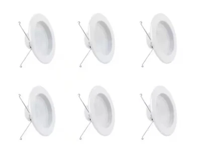 6 pack Feit Electric 5" or 6" Integrated LED White Retrofit Recessed Lights Trim - Image 1 of 4