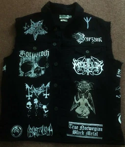 True Scandinavian Black Metal Battle Jacket Norway Sweden Finland Denim Vest XXL - Picture 1 of 12