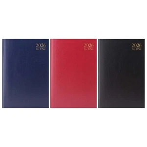 2026 A4 Day A Page Diary Value Split Sat Sun Casebound Hardback Cover Ribbon - Picture 1 of 23