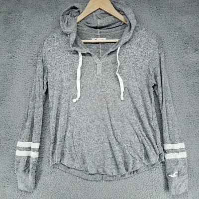 Hollister Sudadera con Capucha Mujer XS Blanca Manga Larga Camisa Pullover Negro Gris Jaspeado Foto 1 de 4