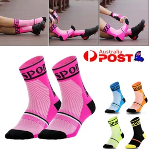 Men Women Riding Cycling Sports Socks Unseix Breathable Bicycle Footwear AU - Picture 1 of 17