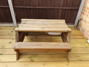Children's Handmade Wooden Garden Table Bench - Picture 1 of 5