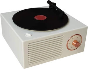 Vintage Vinyl Record Player Style Bluetooth Speaker, White, Cute Gift for Girls - Picture 1 of 12