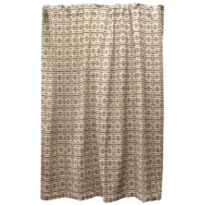NEW Primitive SHOWER CURTAIN BLACK CREAM TAN SHADOWBROOK Woven 72"x72" Farmhouse - Image 1 of 3