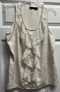 The Limited Cream Shimmer Sleevless Ruffle Top Size Lg - Picture 1 of 5
