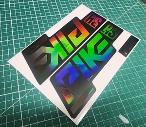 Rockshox Pike style Fork Decal Hand layered Holo Chrome Effect on Matt Black  - Picture 1 of 3